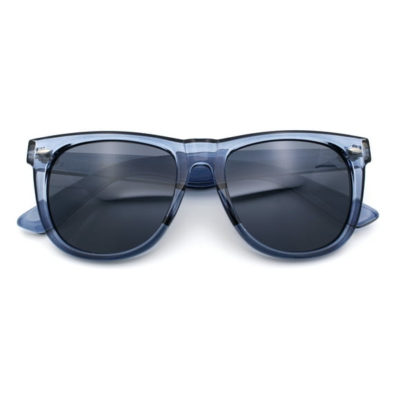 Iconic Oversize Retro Horn Rim Hipster Fashion Plastic Sunglasses Blue - Black