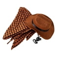 thumbnail image 2 of Pet Cowboy Hat & Bandana Set - Western Style Costume for Dogs/Cats, Pet Clothing Gift For Pet Mom, Adjustable Hat, 2 of 12