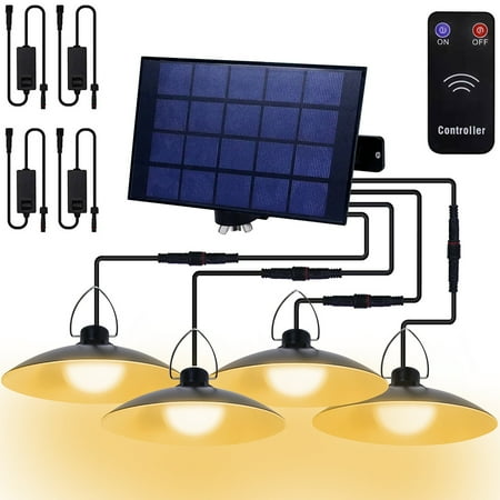 

DONGPAI Solar Pendant Lights 4 Head Outdoor Solar Hanging Light IP65 Waterproof Shed Light for Home Yard Garden Walkway Pathway