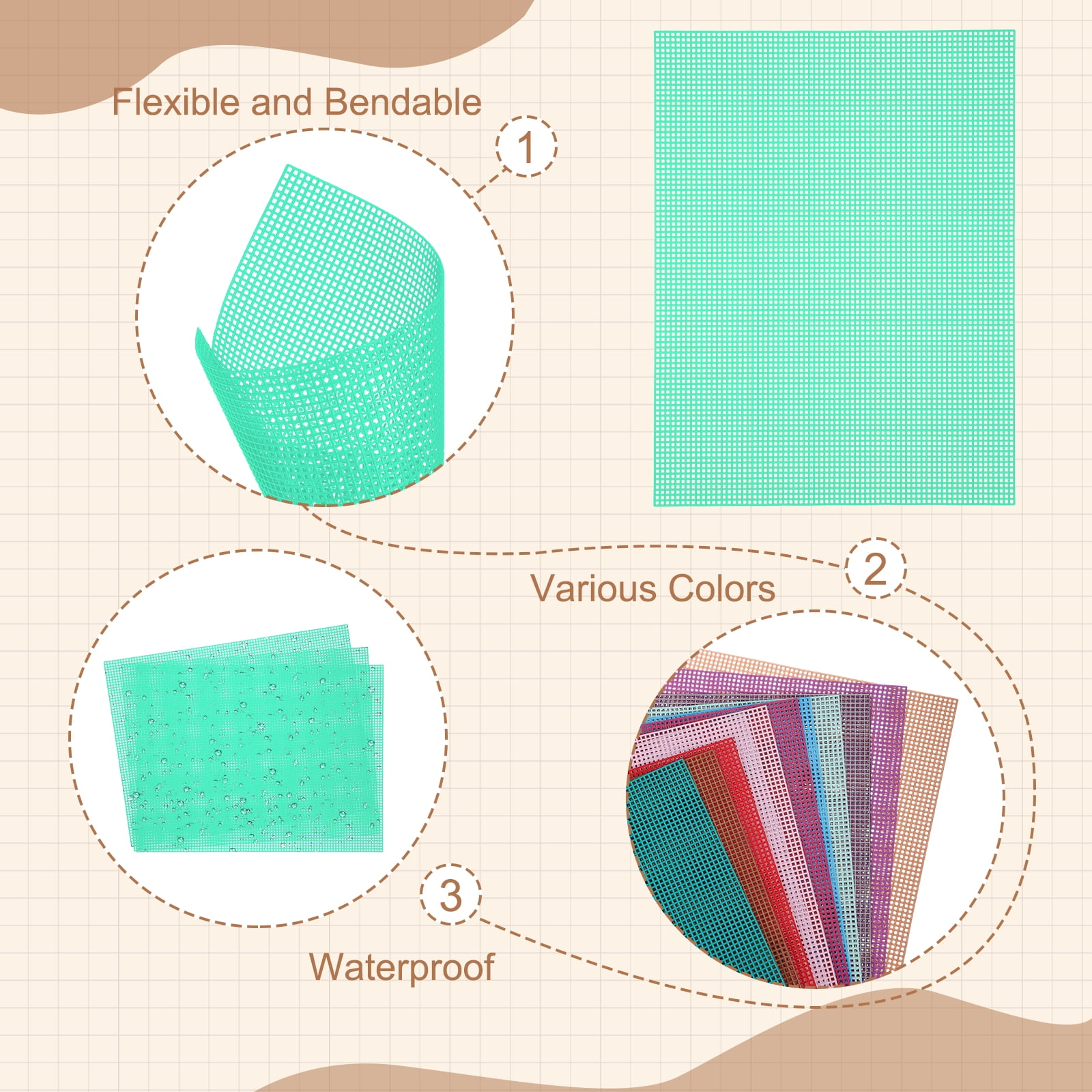 Uxcell 5 Pack Mesh Canvas Sheets, 10.5 x 13.5 Inch Plastic Canvas, Eye Mesh for Embroidery, Crafting, Knit and Crochet Project, Bag Making, Home Decoration, Pale Green