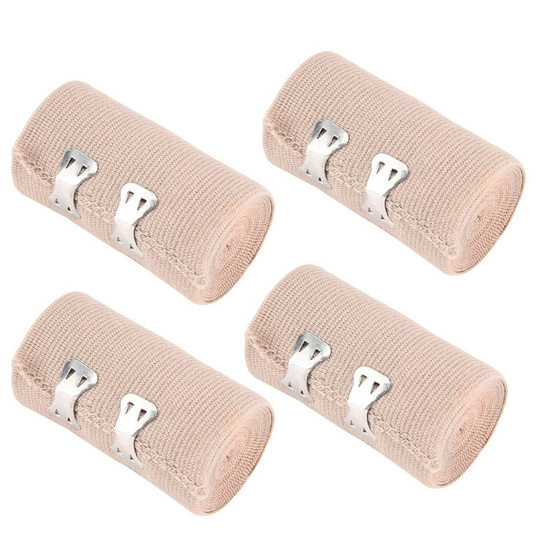 D&H Medical Elastic Bandage Wrap – 4 Pack Premium Compression Bandage Rolls  + 4 Extra Clips | 2 Rolls of Each Size (4 Inch x 5 Feet & 3 Inch x 5
