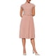 thumbnail image 1 of Vestido plisado de mujer Inspire Chic con cuello simulado, mangas cortas, ceñido a la cintura, estilo A-Line, 2XL, color rosa, 1 of 5