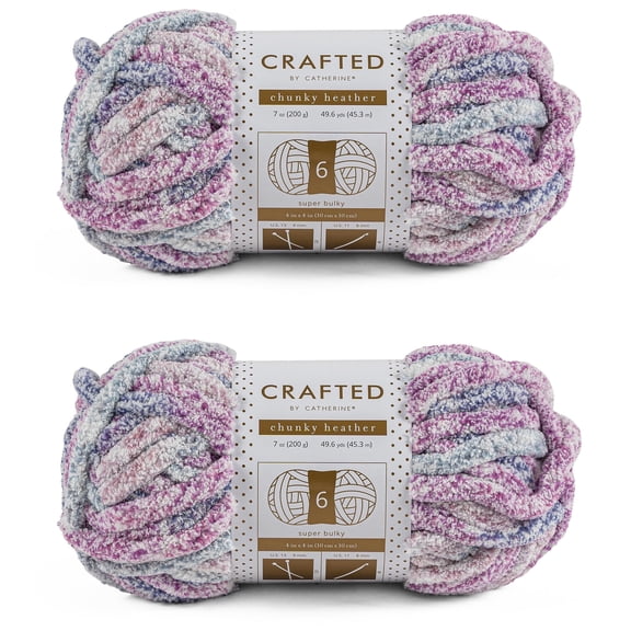 Crafted by Catherine Purple Multi Chunky Heather Super Bulky Yarn, 49 yards, 7oz/200g (2 Pack)