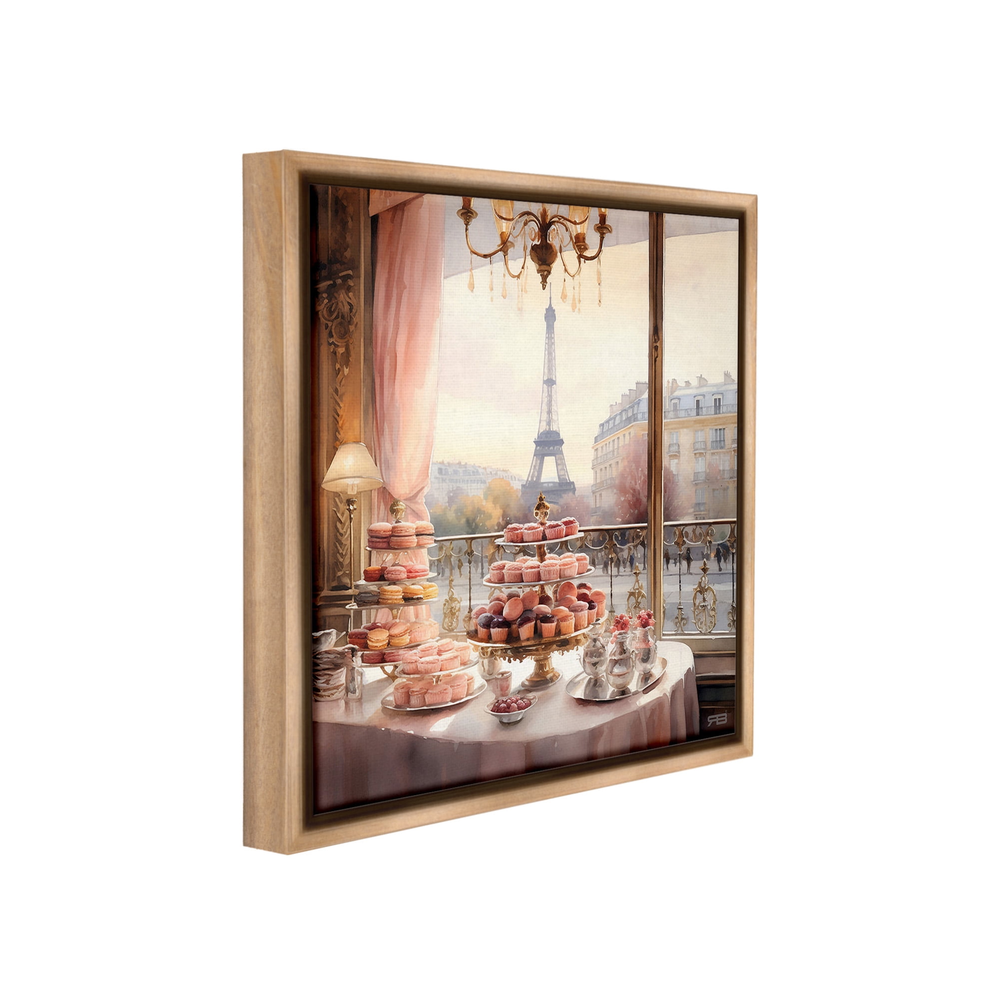 Stupell Industries Parisian Desserts City View Food & Beverage Painting Brown Floater Framed Canvas Art Print Wall Art, 25 x 25