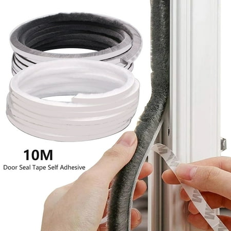 

10m Brush Weather Stripping Adhesive Felt Door Seal Strip 9mm x 15mm Aousthop High Density Fuzzy Door Brush Strip for Sliding Sash Door Window Wardrobe Seal (Grey)