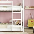 thumbnail image 4 of Miniyam Wood Twin over Twin Floor Bunk Bed with Guardrails for Kids and Teens, White, 4 of 8