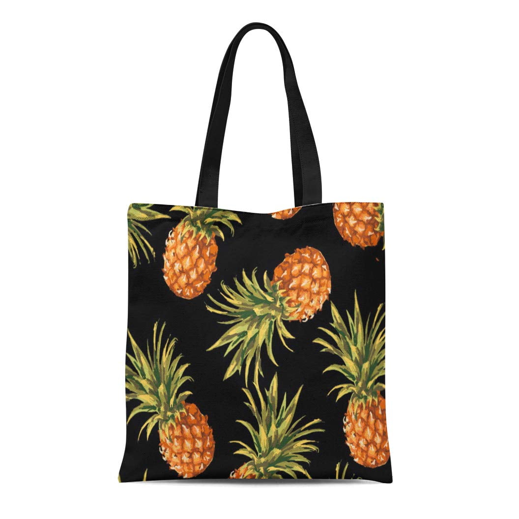 ASHLEIGH Canvas Tote Bag Chic Tropical Pineapple Vintage Beach Hawaii