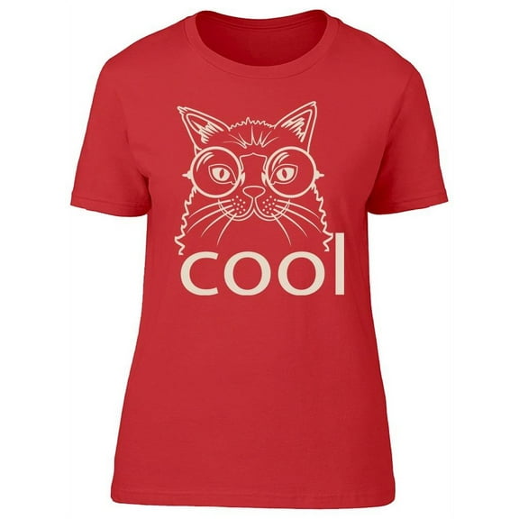 Cool Cat Glasses Sketch T-Shirt Women -Image by Shutterstock, Female Medium