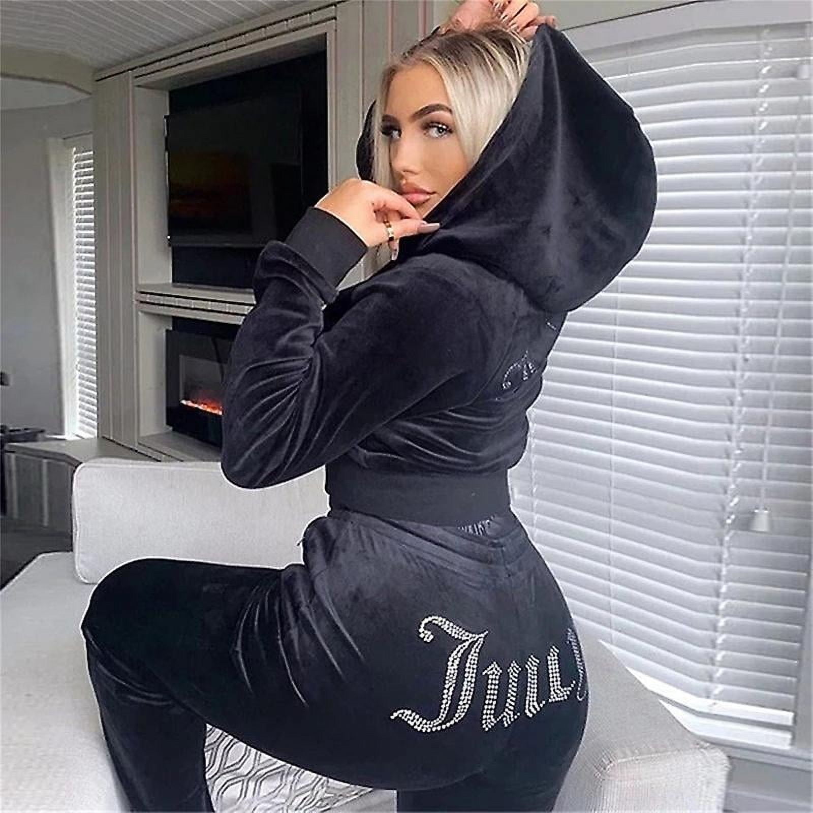 Women Velvet Juicy Tracksuit Couture Tracksuit Two Piece Set