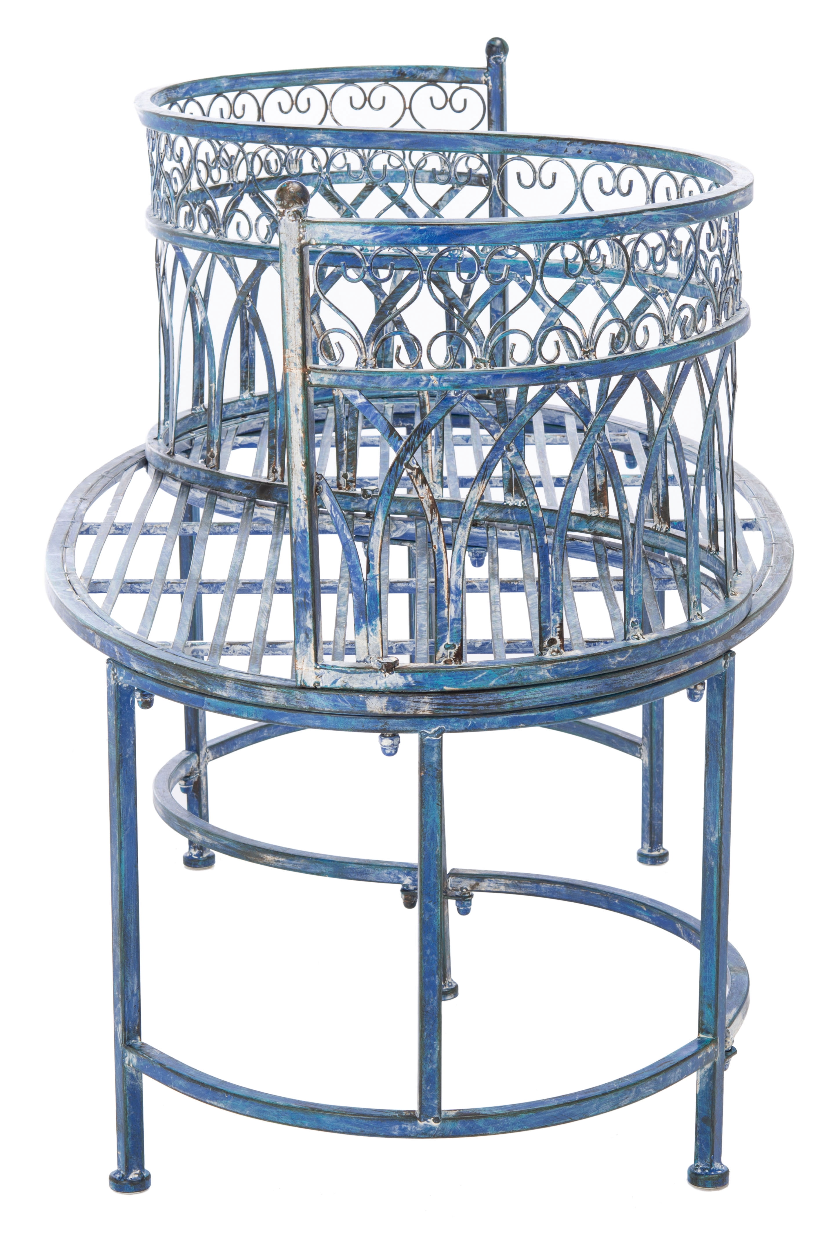 SAFAVIEH Lara Outdoor Patio Kissing Garden Bench, Antique Blue