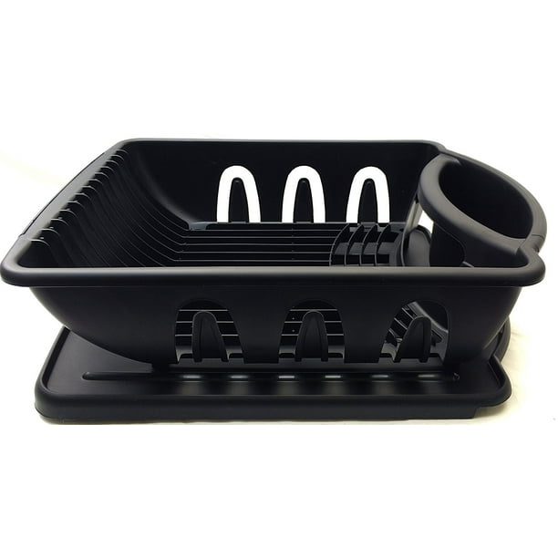 Black Sterilite Two Piece Sink Set Dish Rack Drainer Kitchen Perimeter