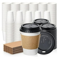 500 Pack 12 oz Disposable Coffee Cups with Lids, Sleeves, Leak-Proof To Go Coffee Cups with Lids, Durable Paper Cups for Hot Beverage, Home, Office, Party