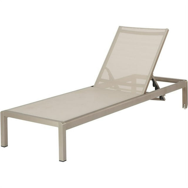 Noble House Cape Coral Gray Outdoor Mesh Chaise Lounge