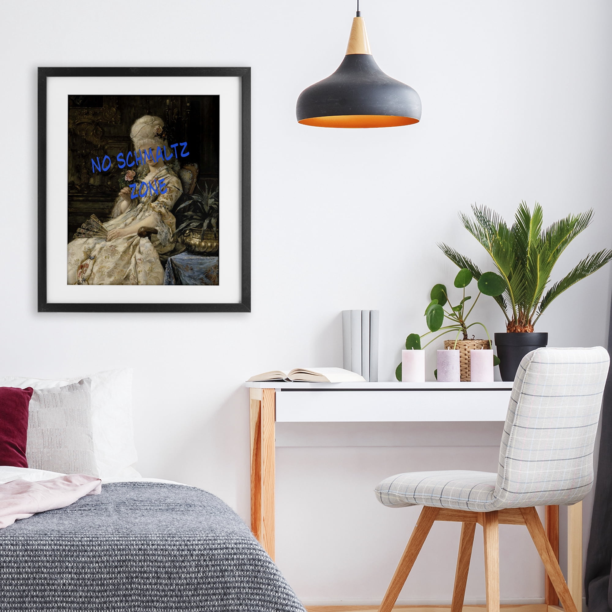 Stupell Industries Iconic No Schmaltz Zone Black Framed Print Under Glass, design by Grotto Studios