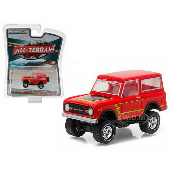 Greenlight 35050B 1 by 64 1977 Ford Bronco Off Road Rescue All Terrain Diecast Model Car, Red