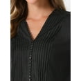 thumbnail image 5 of INSPIRE CHIC Women's V Neck Pleated Button Long Sleeve Casual Work Blouse Shirt, 5 of 6