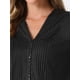 thumbnail image 5 of Blusa de trabajo casual de manga larga con botones y pliegues en V para mujer INSPIRE CHIC XL negra, 5 of 6