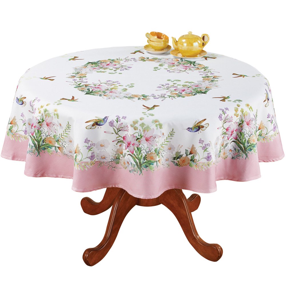 Hummingbird Garden Printed Tablecloth Spring Dining Room and Kitchen