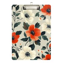 FORMRS Acrylic Clipboard with Low Profile Clip Standard A4 Letter Size, 12.5" x 9", Large Red Floral Pattern