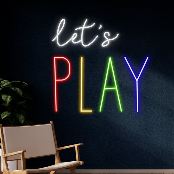 Handmadetneonsign Custom Let's Play Neon Sign, Name LED Light, Text Led Sign, Personalized Quote