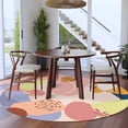 thumbnail image 3 of Round Area Rug 5ft Mid Century Morandi Abstract Geometric Area Rugs Washable Low Pile Floor Carpet for Bedroom, Boho Minimalist Art Non Slip Soft Rugs for Living Room Entryway Dining Room, 3 of 9