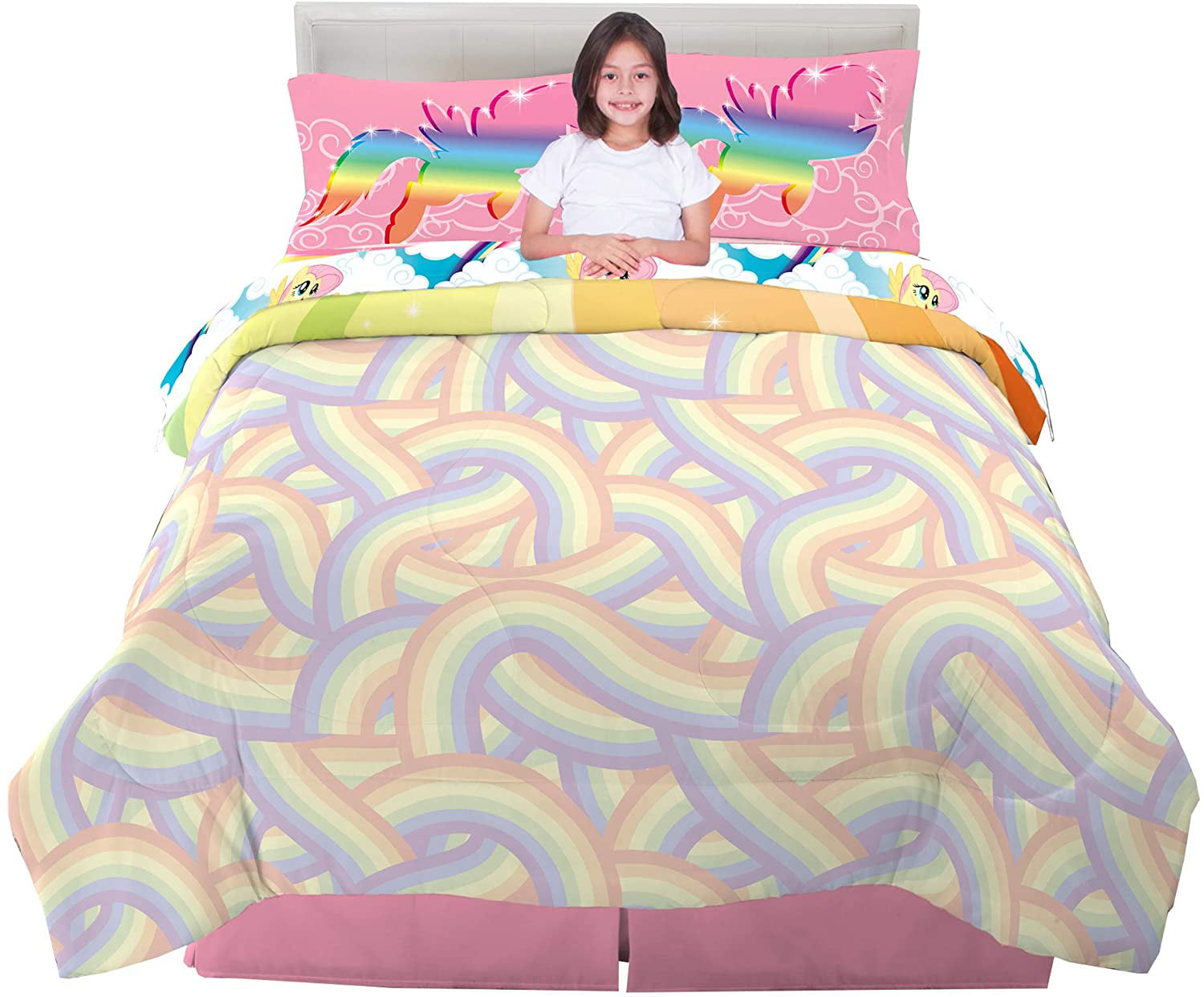 Hasbro My Little Pony Franco Kids Bedding Super Soft Microfiber Reversible Comforter Twin/Full Size 72” x 86” 