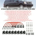 thumbnail image 5 of 8 Pack Square Ignition Coil & Spark Plug Wire For Chevy GMC 4.8L 5.3L 6.0L 8.1L, 5 of 7