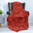 thumbnail image 4 of Rose Soft Flannel Fleece Throw Blanket, Vivid Red Roses Rain Water Drops Graphic Dewy Meadows Inspired Romantic Pattern, Cozy Plush for Indoor and Outdoor Use, 50" x 70", Ruby Vermilion, by Ambesonne, 4 of 5