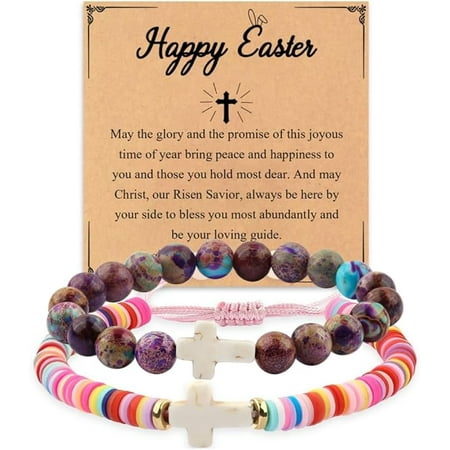 Fine Braceletcross Emperor Stone Bracelet Easter Gift Basket Filler Baptism Gift Blessing Gift Terra Cotta Christian Bracelet For Granddaughter Daughter Niece