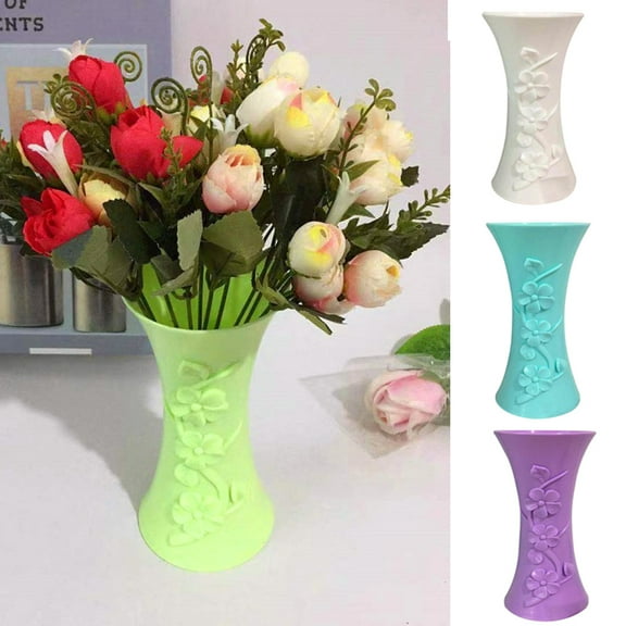 Cheers.US Plastic Vase Imitation Ceramic Flower Pot Home Office Decor Water