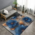 Elegant Blue Gold Blooms Area Rugs for Living Room Bedroom , 3x5 Soft