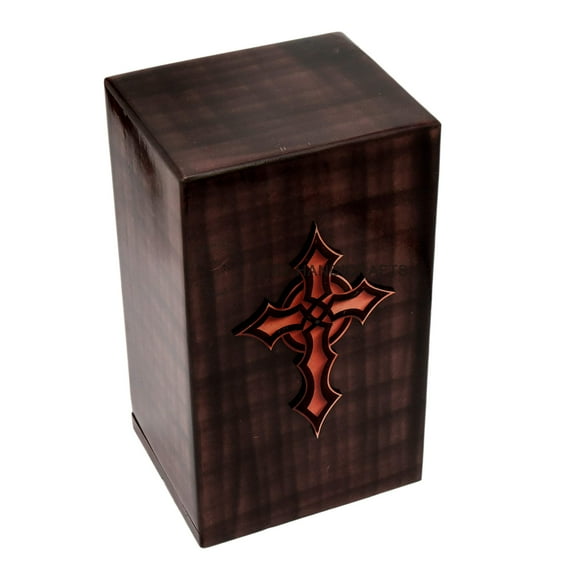 Wooden Cremation Urns for Human Ashes Adult Large, Burial Urns for Columbarium, Rosewood Wooden Box Funeral Urns for Human Ashes (10" x 6" x 5" - 220 Cu/in, Celtic Cross 3)