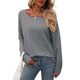 thumbnail image 1 of Suéteres de Otoño 2025 para Mujer, Informales, de Cuello Redondo, con Contraste, de Larga, de Punto, Tops Tipo Jersey Gris S, 1 of 7