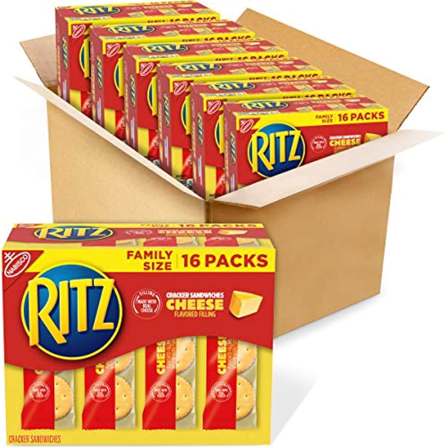 Ritz Cheese Sandwich Crackers, Family Size, 16 1.35 Oz Packs (6 Boxes