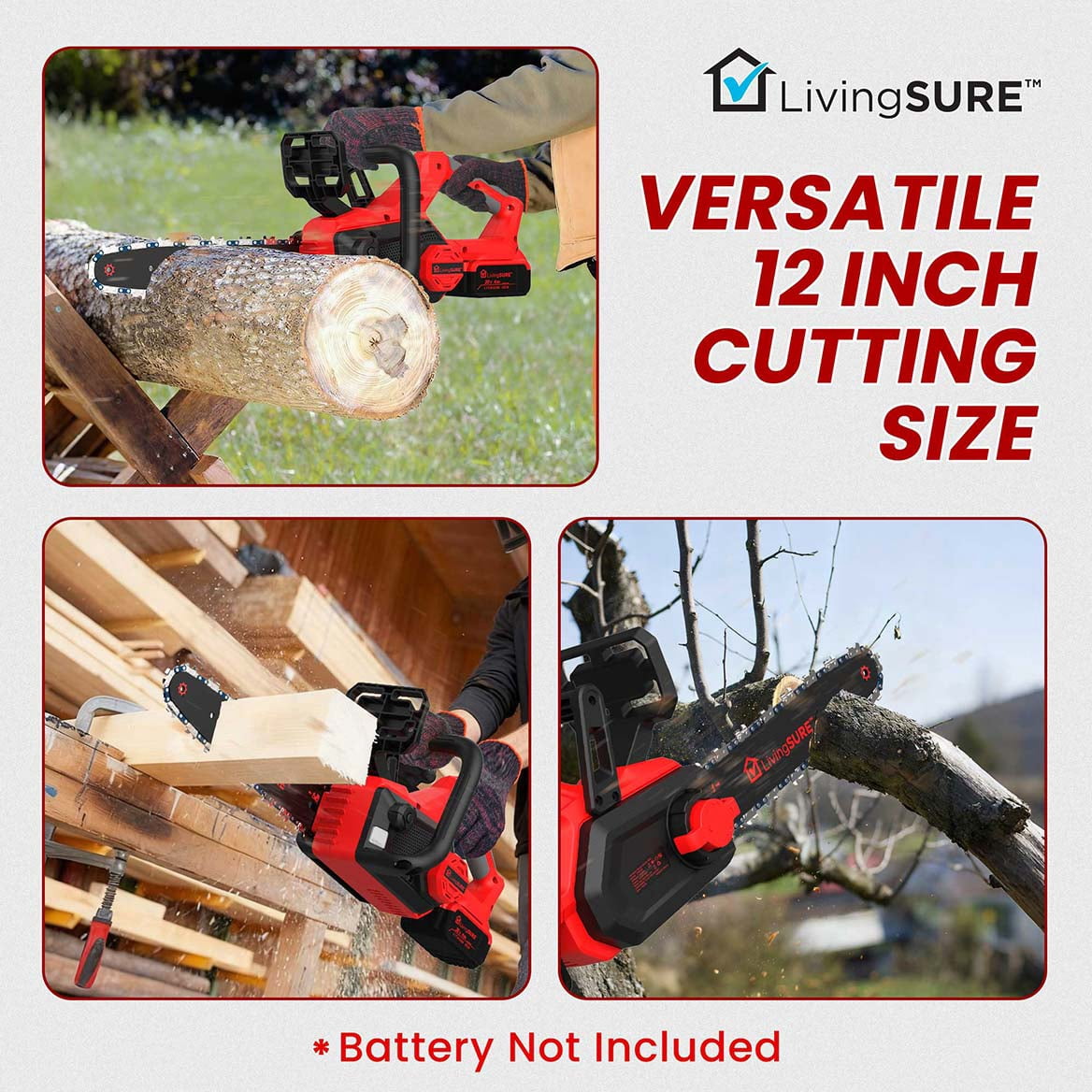 12" Cordless Chainsaw by LivingSURE