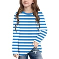 thumbnail image 2 of DxhmoneyHX Girls Striped Long Sleeve Shirts Basic Crew Neck Color Block Tunic Tee Tops Summer Vacation Lounge Blouse Age 3-14 Years, 2 of 8