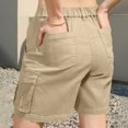 thumbnail image 6 of hotojiny Cargo Shorts for Women Fashion Button Mid Waist Hiking Shorts Lightweight Wide Leg Pockets Shorts Summer Clothes, 6 of 7