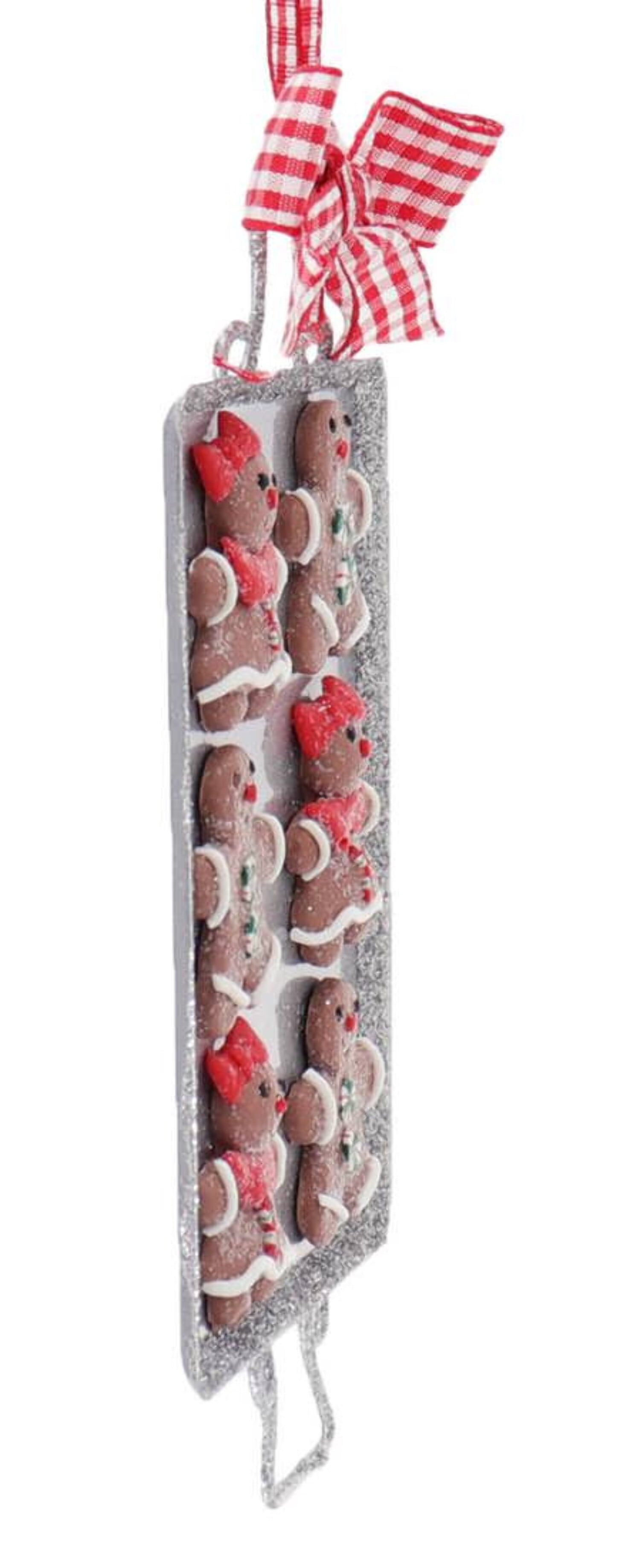 1 Set 2 Assorted Metal Tray with Clay Dough Gingerbread Men Christmas Ornaments