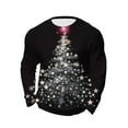 thumbnail image 2 of Fengqque Men's Fashion Casual Christmas Tree Printed Long Sleeved Round Neck Waffle Self-cultivation Pullover Black XL(XL), 2 of 4