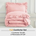 thumbnail image 7 of ANGENIA Pink Comforter Sets Full Size, 3 Pieces Cute Ruffle Bedding Comforter Sets, All Season Soft Lightweight Farmhouse Down Alternative Bed Set for Girls Teens Women, 7 of 7