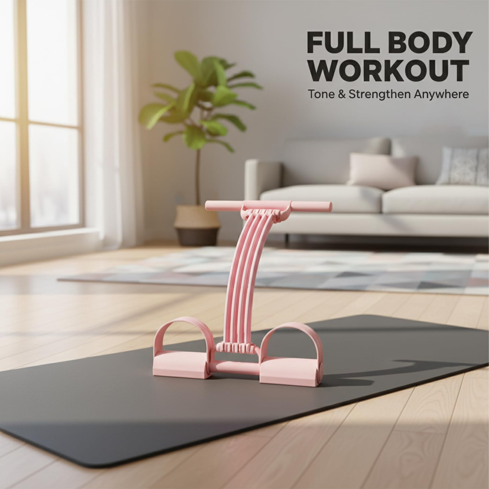 KANOHENO Multifunction Pedal Resistance Band Trainer,3 in 1 Adjustable 8-Tube Multifunction Tension Rope,Detachable Foot Pedal for Home Gym & Full Body Workout Equipment