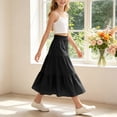 thumbnail image 5 of ASEIDFNSA Girls Smocked Waist Maxi Skirt with Tiered Hem Long A Line Fit and Soft Fabric (Black,7-8 Years), 5 of 5