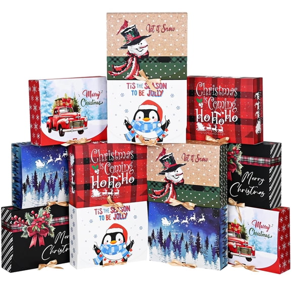 Cajas de regalo de Navidad WLUSEAXI, paquete de 12 unidades, grandes, con tapas, 30 x 25 x 7,8 cm