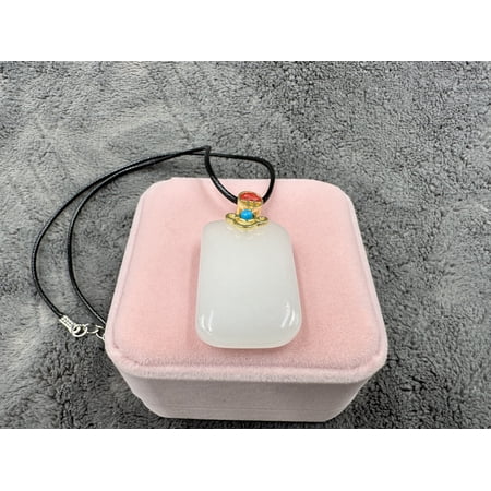 kiki home Genuine Natural Gemstone Jewelry White golden jade pandent