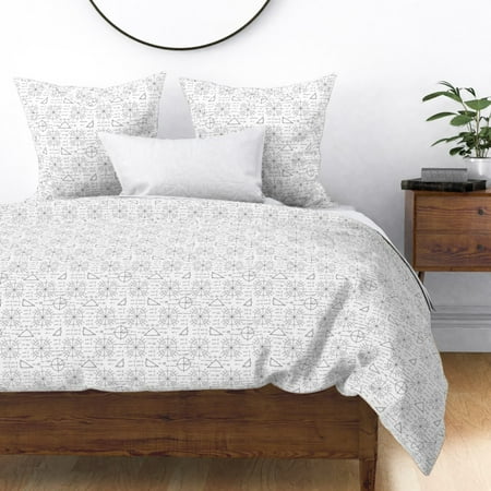 Math Geometry Black Nerd Geek Chic Nerdy Geeky Sateen Duvet Cover