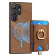 thumbnail image 5 of for Samsung Galaxy S25 Ultra Wallet Case with Detachable Card Holder & 360° Rotation Finger Ring Holder Stand, Shockproof PU Leather Phone case with Card Slot for Men Women for S25 Ultra, Brown, 5 of 10