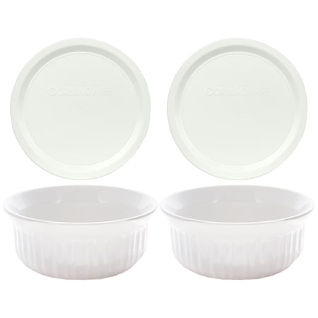 Corningware Round 16oz French White FS16 Casserole Dishes and Lids (2-Pack)