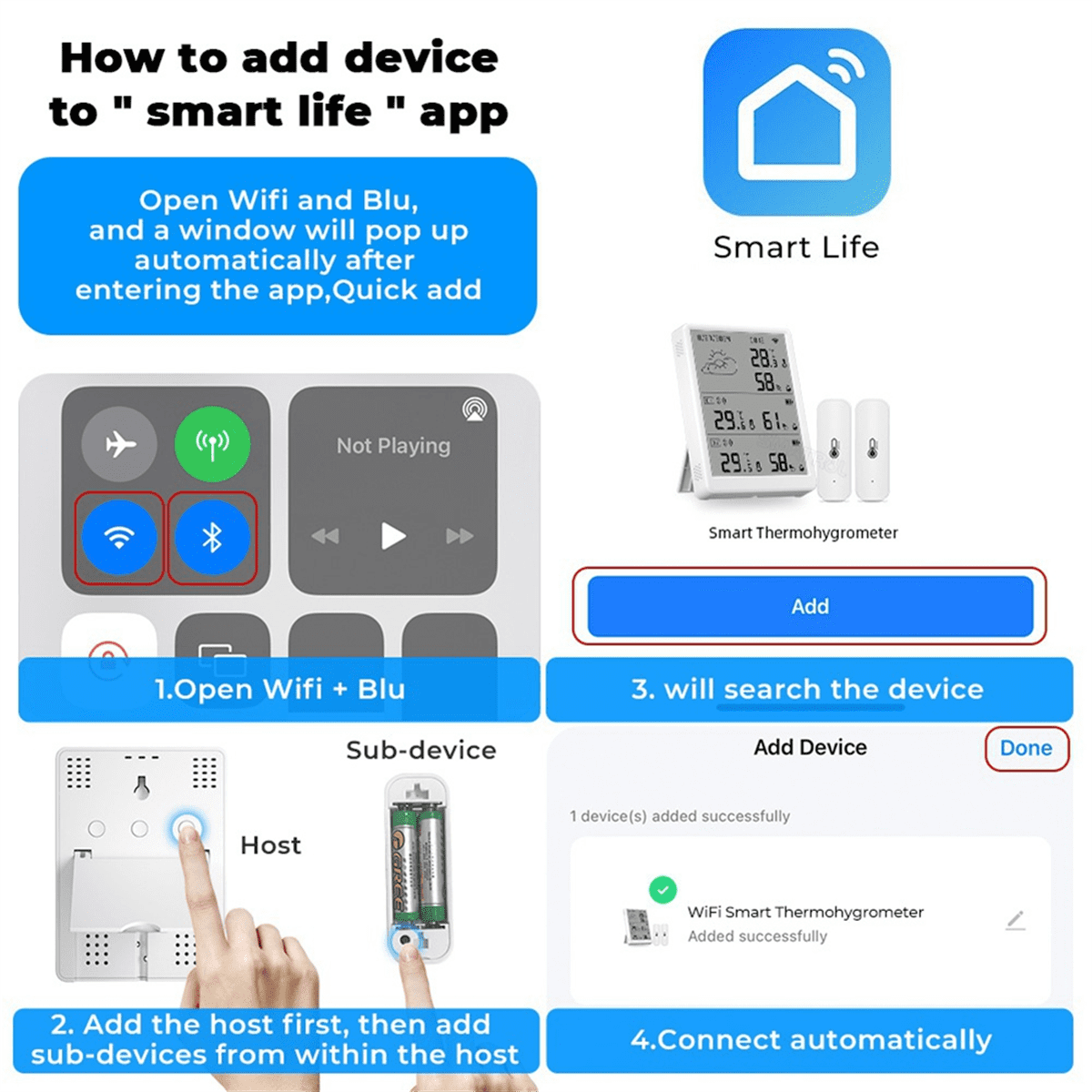 Tuya WiFi+RF433 Temperature Humidity Sensor Weather Station Display Monitor Thermometer Hygrometer Support Voice Control