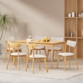 thumbnail image 2 of GDF Studio Carnelian Wood and Fabric 7 Piece Dining Set, Natural Oak, Light Beige, 2 of 10