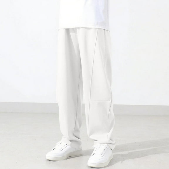 Riecok Boys Sweatpants Waisted Drawstring with Pockets Solid Color Casual Trackpants White 12 Years